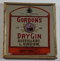 Vintage Gordon's Dry Gin Distillery, London, England "The Heart Of A Good Cocktail" Small 5 1/2" x 5 3/4" Metal Framed Glass Mirror Advertisement