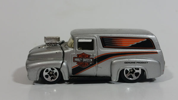 2001 Hot Wheels '56 Ford F-100 Panel Van Truck Harley Davidson Motor Cycles Die Cast Toy Car Hot Rod Vehicle with Opening Hood