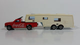 Vintage Majorette Coca-Cola Coke Camping Car Truck Red and 5th Wheel Trailer Camping Car Deluxe Cream White Die Cast Toy Car Vehicle Set No. 278 & No. 313 1/60 Scale