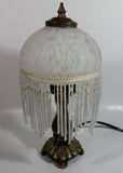 Frosted Glass Beaded Shade 12" Tall Brass Bass Table Lamp