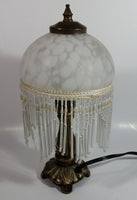 Frosted Glass Beaded Shade 12" Tall Brass Bass Table Lamp