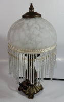 Frosted Glass Beaded Shade 12" Tall Brass Bass Table Lamp