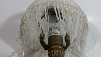 Frosted Glass Beaded Shade 12" Tall Brass Bass Table Lamp