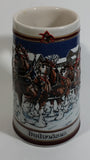 1989 Budweiser Holiday Stein Collection Collector's Series "The hitch on a winter's evening." Ceramic Beer Stein - Handcrafted in Brazil by Ceramarte