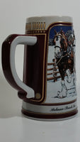 1989 Budweiser Holiday Stein Collection Collector's Series "The hitch on a winter's evening." Ceramic Beer Stein - Handcrafted in Brazil by Ceramarte