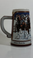 1989 Budweiser Holiday Stein Collection Collector's Series "The hitch on a winter's evening." Ceramic Beer Stein - Handcrafted in Brazil by Ceramarte