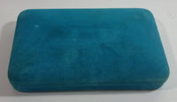 Vintage Bright Blue Felt Covered Cream White Lined Jewelry Dresser Box