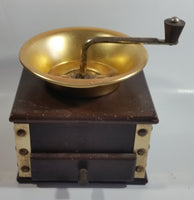 Vintage Japanese Made Wood and Brass Metal Coffee Grinder Mill