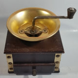 Vintage Japanese Made Wood and Brass Metal Coffee Grinder Mill