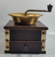 Vintage Japanese Made Wood and Brass Metal Coffee Grinder Mill