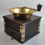 Vintage Japanese Made Wood and Brass Metal Coffee Grinder Mill