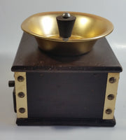 Vintage Japanese Made Wood and Brass Metal Coffee Grinder Mill