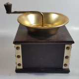 Vintage Japanese Made Wood and Brass Metal Coffee Grinder Mill