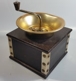 Vintage Japanese Made Wood and Brass Metal Coffee Grinder Mill