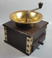 Vintage Japanese Made Wood and Brass Metal Coffee Grinder Mill