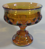 Vintage Indiana Orange Amber Iridescent Rainbow 5 1/4" Tall Carnival Glass Pedestal Style Thumbprint Compote Candy Dish