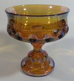 Vintage Indiana Orange Amber Iridescent Rainbow 5 1/4" Tall Carnival Glass Pedestal Style Thumbprint Compote Candy Dish