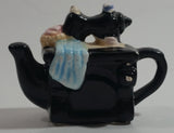 Vintage Rare Red Rose Tea Style Black Antique Sewing Machine Miniature Mini Ceramic Teapot