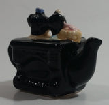 Vintage Rare Red Rose Tea Style Black Antique Sewing Machine Miniature Mini Ceramic Teapot