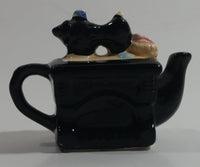 Vintage Rare Red Rose Tea Style Black Antique Sewing Machine Miniature Mini Ceramic Teapot