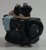 Vintage Rare Red Rose Tea Style Black Antique Sewing Machine Miniature Mini Ceramic Teapot