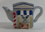 Vintage Rare Red Rose Tea Hairdresser Barber Shop Building Shaped Miniature Mini Ceramic Teapot