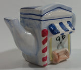 Vintage Rare Red Rose Tea Hairdresser Barber Shop Building Shaped Miniature Mini Ceramic Teapot