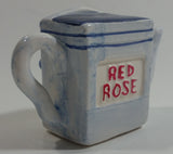 Vintage Rare Red Rose Tea Hairdresser Barber Shop Building Shaped Miniature Mini Ceramic Teapot