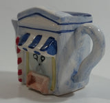 Vintage Rare Red Rose Tea Hairdresser Barber Shop Building Shaped Miniature Mini Ceramic Teapot