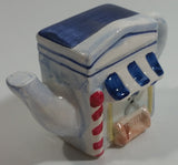 Vintage Rare Red Rose Tea Hairdresser Barber Shop Building Shaped Miniature Mini Ceramic Teapot