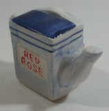 Vintage Rare Red Rose Tea Hairdresser Barber Shop Building Shaped Miniature Mini Ceramic Teapot