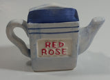 Vintage Rare Red Rose Tea Hairdresser Barber Shop Building Shaped Miniature Mini Ceramic Teapot
