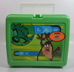 2001 Thermos Brand Warner Bros Looney Tunes Taz Tasmanian Devil Cartoon Character Bright Green Plastic Lunch Box with 10 oz. Thermos Bottle