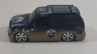 2006 Upper Deck Luxury Ride Series Limited Edition NHL Edmonton Oilers Ice Hockey Team Cadillac Escalade 1/64 Scale Dark Blue and Gold Die Cast Toy Car Vehicle with Rubber Tires