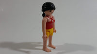 Geobra Playmobil Black Haired Woman Yellow Short Shorts Red Top 3" Tall Toy Figure