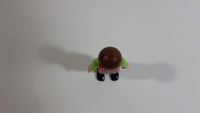 1995 Geobra Playmobil Brown Haired Boy Blue Pants Red Top Green Sleeves 2" Tall Toy Figure