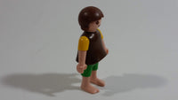 Geobra Playmobil Brown Haired Girl Green Shorts Brown Top Yellow Sleeves 2" Tall Toy Figure