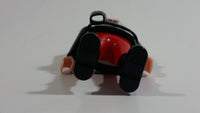 1993 Geobra Playmobil No Hair Knight in Red Bottoms Black Top with Silver Dots and collar  3" Tall Toy Figure Wearing a Holster