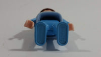 1981 Geobra Playmobil Brown Haired Boy Blue Bottoms Light Blue Top Blue Sleeves White Frill Collar 2" Tall Toy Figure