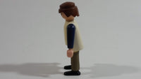 1997 Geobra Playmobil Brown Haired Man Brown Bottoms Cream Top Dark Blue Sleeves 3" Tall Toy Figure
