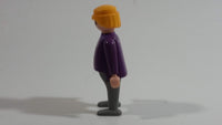 Vintage 1986 Geobra Playmobil Blonde Haired Girl Woman Grey Bottoms Purple and Pink Top 3" Tall Toy Figure
