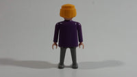 Vintage 1986 Geobra Playmobil Blonde Haired Girl Woman Grey Bottoms Purple and Pink Top 3" Tall Toy Figure