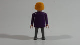 Vintage 1986 Geobra Playmobil Blonde Haired Girl Woman Grey Bottoms Purple and Pink Top 3" Tall Toy Figure