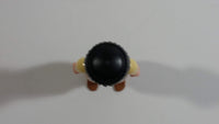 1994 Geobra Playmobil Black Haired Pirate Man Black Bottoms Tan Orange Top White Sleeves Stubble and Eye patch 3" Tall Toy Figure
