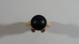 1994 Geobra Playmobil Black Haired Pirate Man Black Bottoms Tan Orange Top White Sleeves Stubble and Eye patch 3" Tall Toy Figure