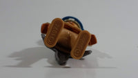 Vintage 1974 Geobra Playmobil White Haired Native American Indian Man Brown Bottoms Brown Top with White Cuffs, Grey Hide Cape, Blue Hat 3" Tall Toy Figure