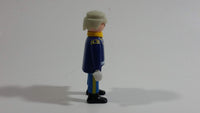 1997 Geobra Playmobil Grey Haired US Military Servicemen Man Blue Bottoms Dark Blue Top 3" Tall Toy Figure