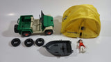 Vintage 1981 Geobra Playmobil Jeep, Tires, Tent, Row Boat, and Girl Figure and Accessories