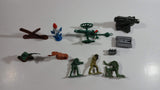 Vintage Blue-Box Toys and Other Brands Mixed Army Military Weaponry and Soldier Figures with Spring Action Artillery Made in Hong Kong