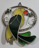 Decorative Metal Framed Stained Glass Parrot Bird Sun Catcher Window Hanging